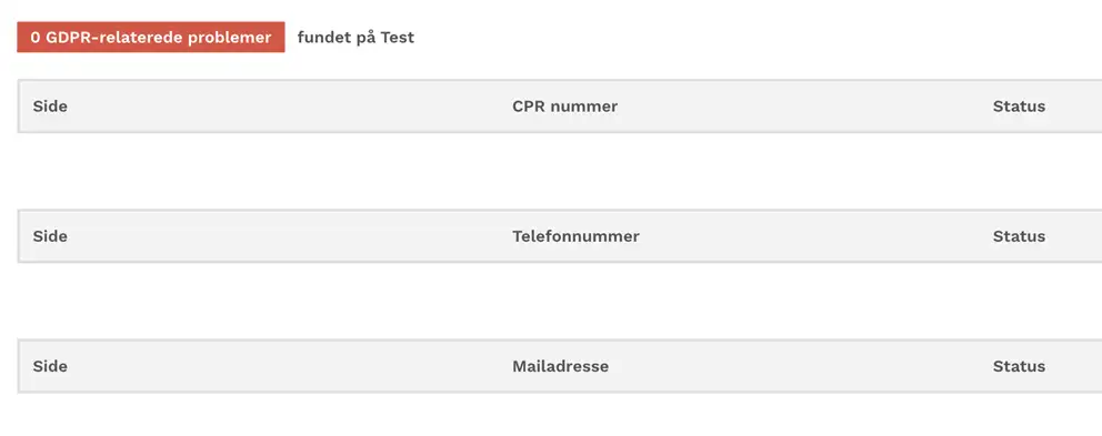 Billedet viser de tre typer af personf&oslash;lsomme data, som v&aelig;rkt&oslash;jet tjekker for.